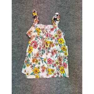 Justice GIRLS XL 16-18 Plus Babydoll Top Floral Print White Pink Yellow